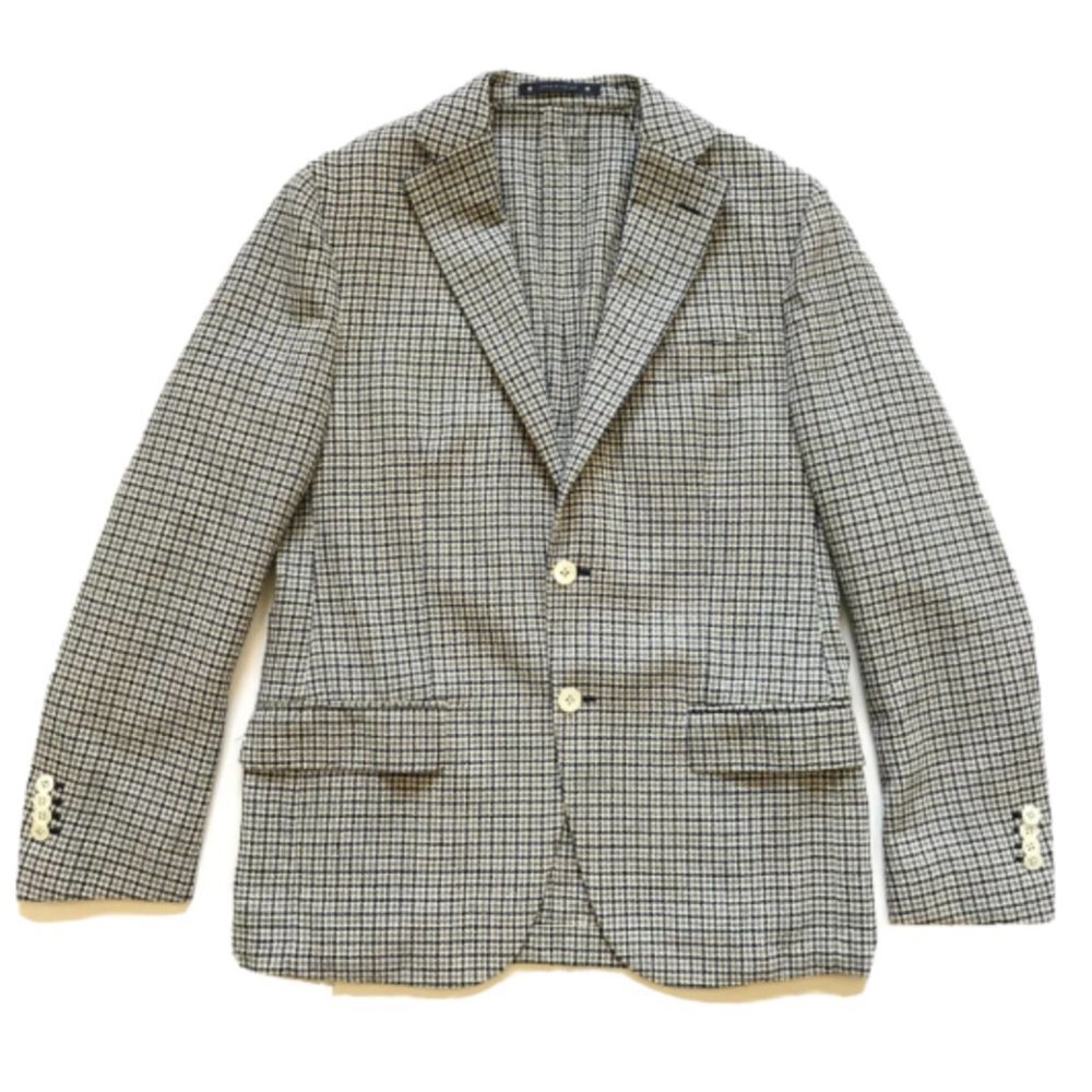 NWOT Ike Behar Herringbone Sport Coat Jacket Mens 48 EUR 38 US Tan Blue Wool NEW